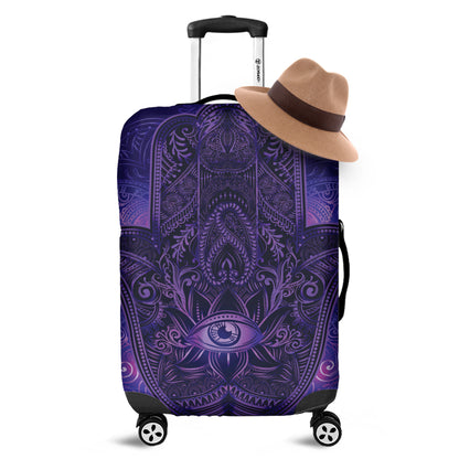 Purple Hamsa Hand Print Luggage Cover