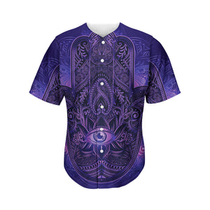 Purple Hamsa Hand Print Men's Baseball Jersey