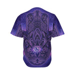 Purple Hamsa Hand Print Men's Baseball Jersey