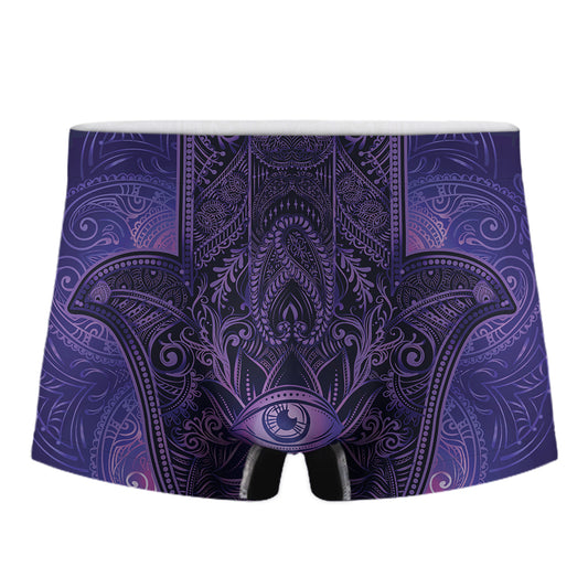 Purple Hamsa Hand Print Men's Boxer Briefs