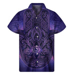 Purple Hamsa Hand Print Men's Short Sleeve Shirt