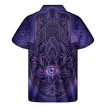 Purple Hamsa Hand Print Men's Short Sleeve Shirt
