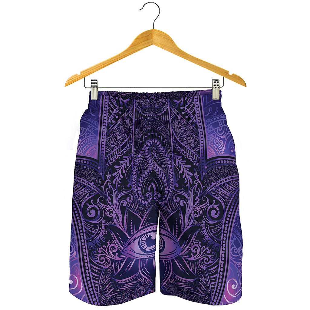 Purple Hamsa Hand Print Men's Shorts