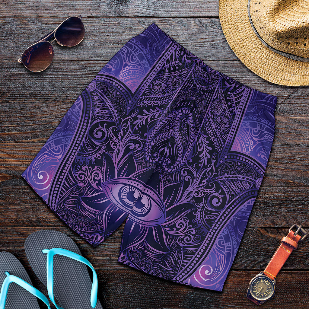 Purple Hamsa Hand Print Men's Shorts