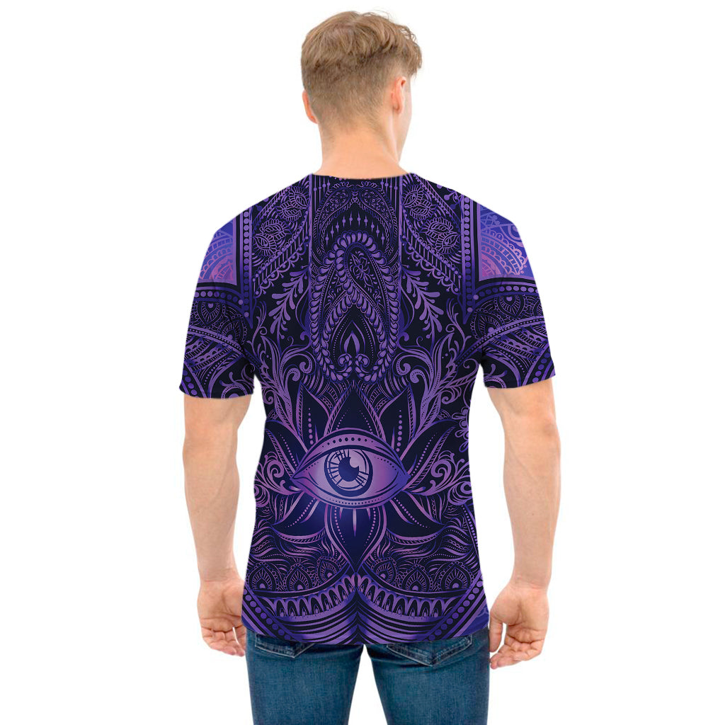 Purple Hamsa Hand Print Men's T-Shirt