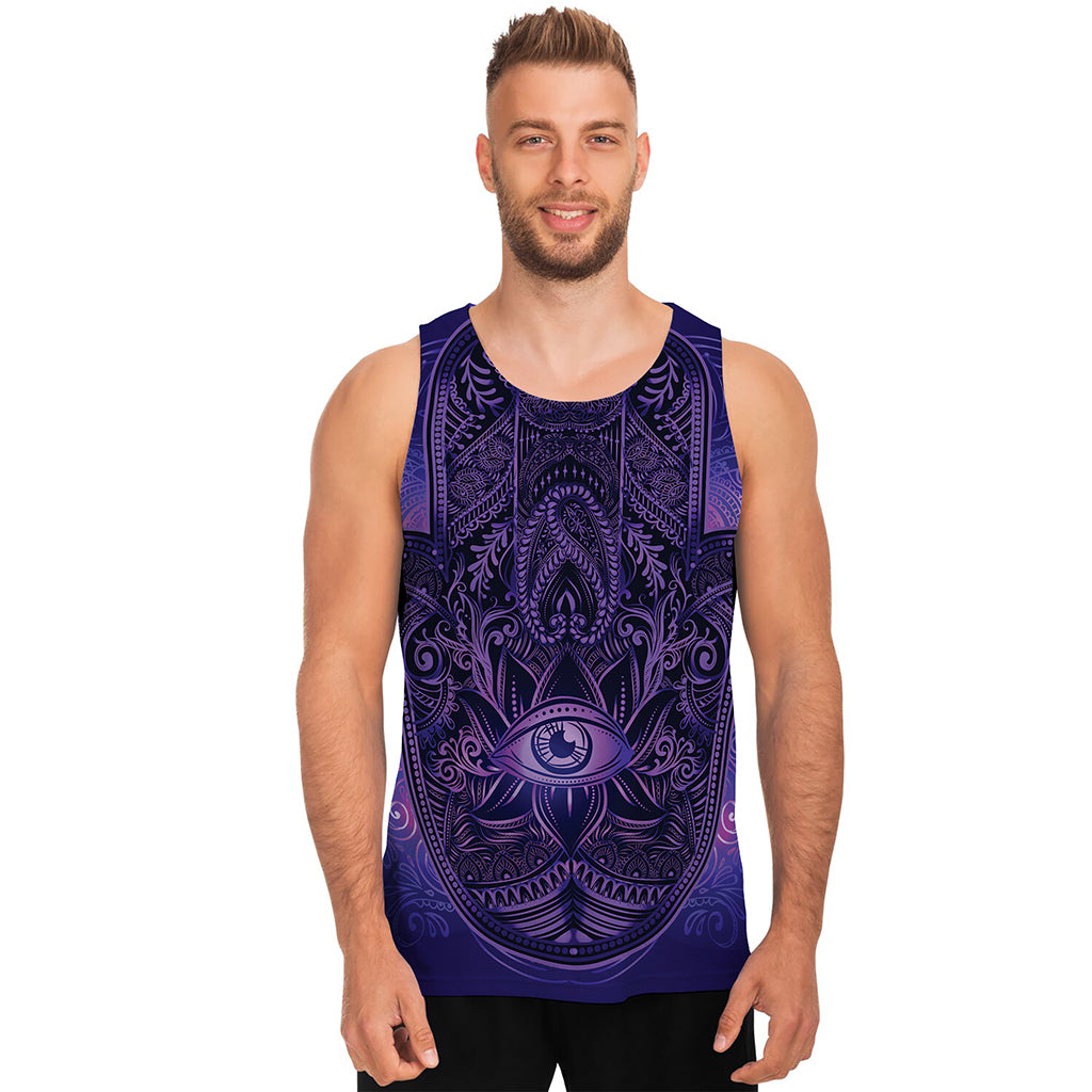 Purple Hamsa Hand Print Men's Tank Top