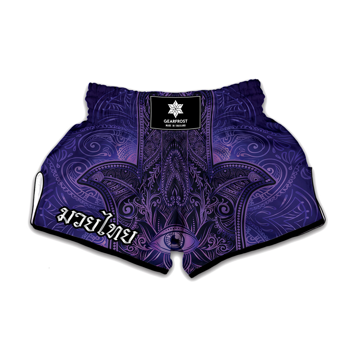 Purple Hamsa Hand Print Muay Thai Boxing Shorts