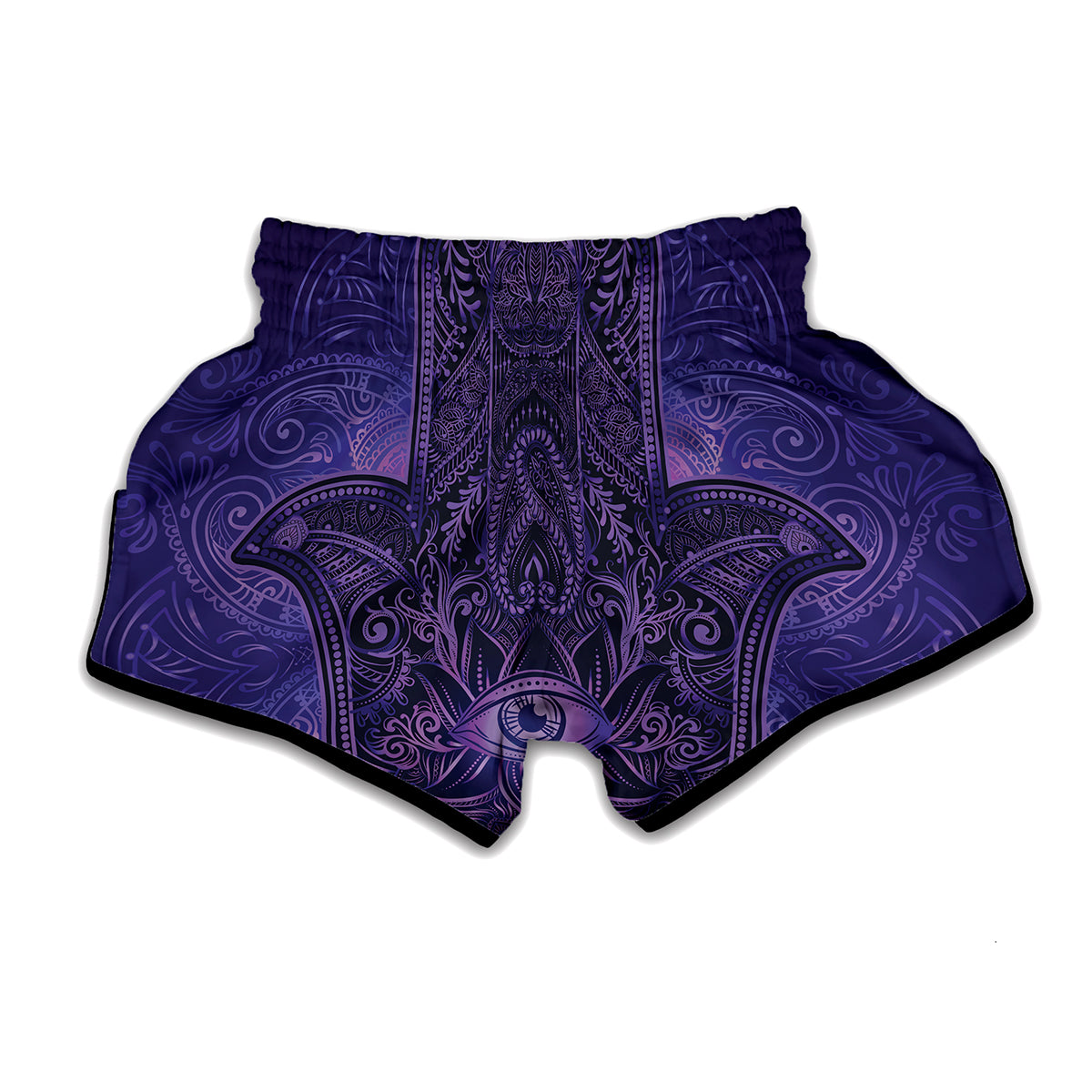 Purple Hamsa Hand Print Muay Thai Boxing Shorts
