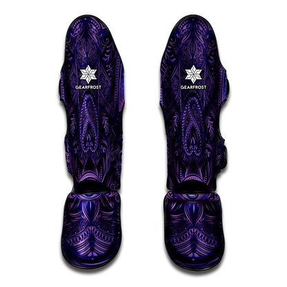 Purple Hamsa Hand Print Muay Thai Shin Guard