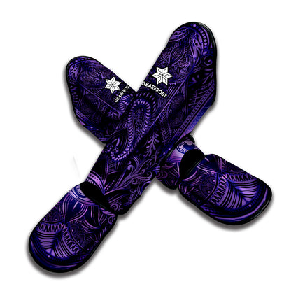 Purple Hamsa Hand Print Muay Thai Shin Guard