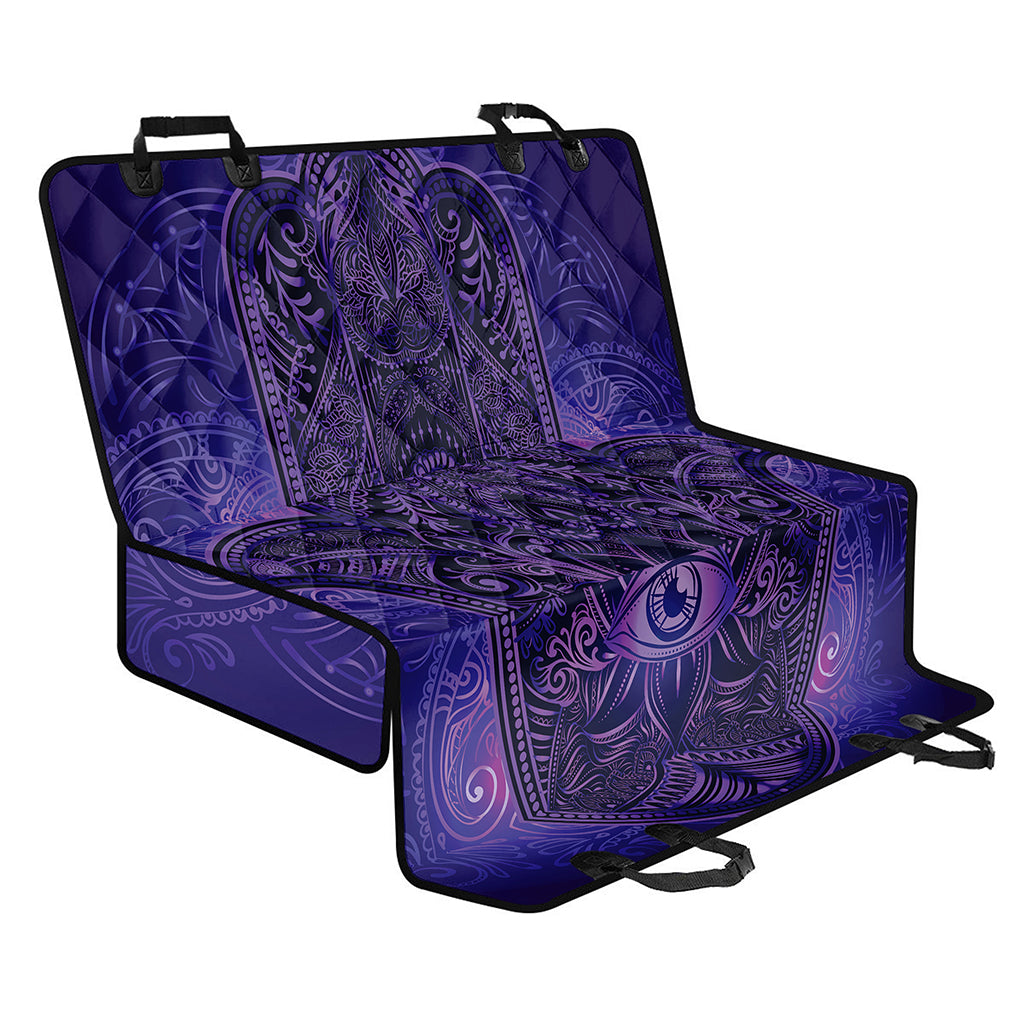 Purple Hamsa Hand Print Pet Car Back Seat Cover