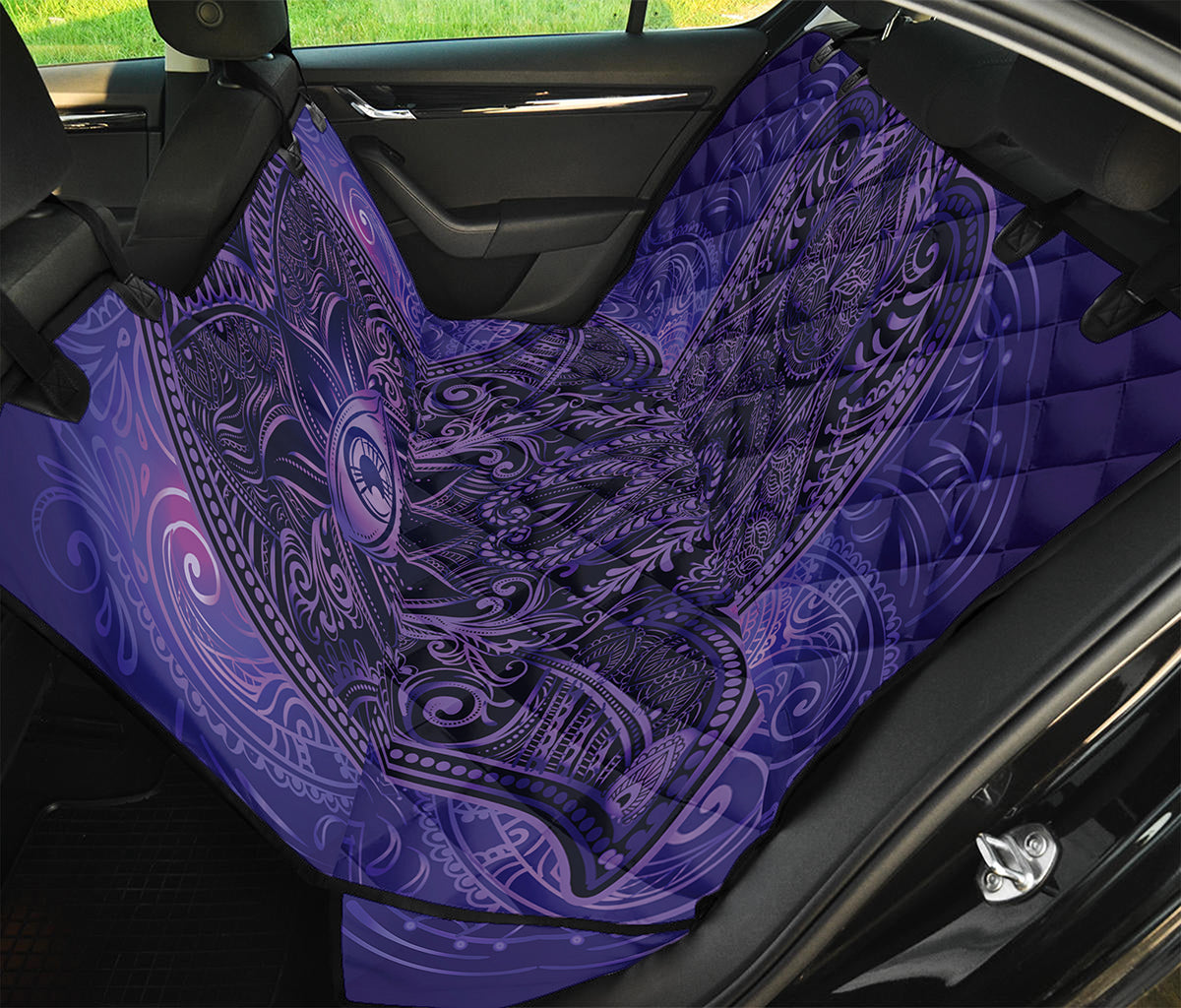Purple Hamsa Hand Print Pet Car Back Seat Cover