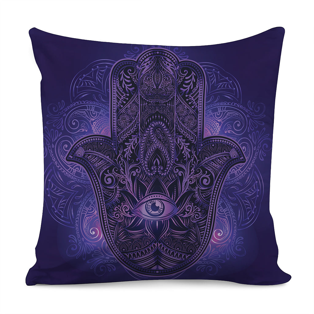 Purple Hamsa Hand Print Pillow Cover
