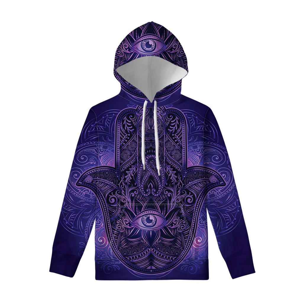 Purple Hamsa Hand Print Pullover Hoodie