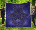 Purple Hamsa Hand Print Quilt