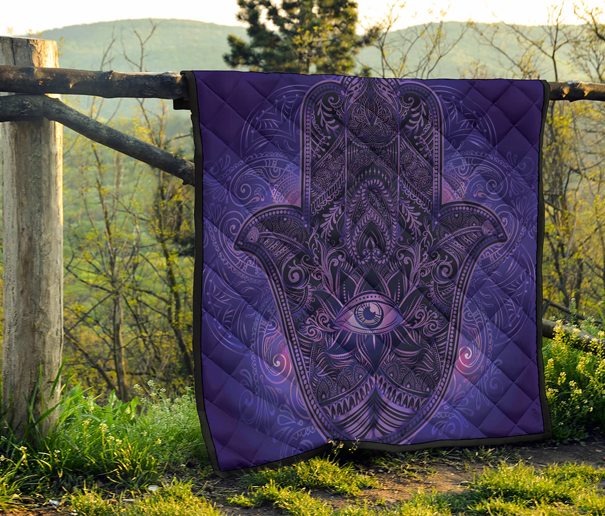 Purple Hamsa Hand Print Quilt