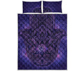 Purple Hamsa Hand Print Quilt Bed Set