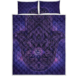 Purple Hamsa Hand Print Quilt Bed Set