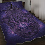 Purple Hamsa Hand Print Quilt Bed Set