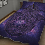 Purple Hamsa Hand Print Quilt Bed Set