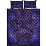 Purple Hamsa Hand Print Quilt Bed Set