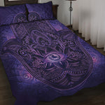 Purple Hamsa Hand Print Quilt Bed Set