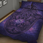 Purple Hamsa Hand Print Quilt Bed Set