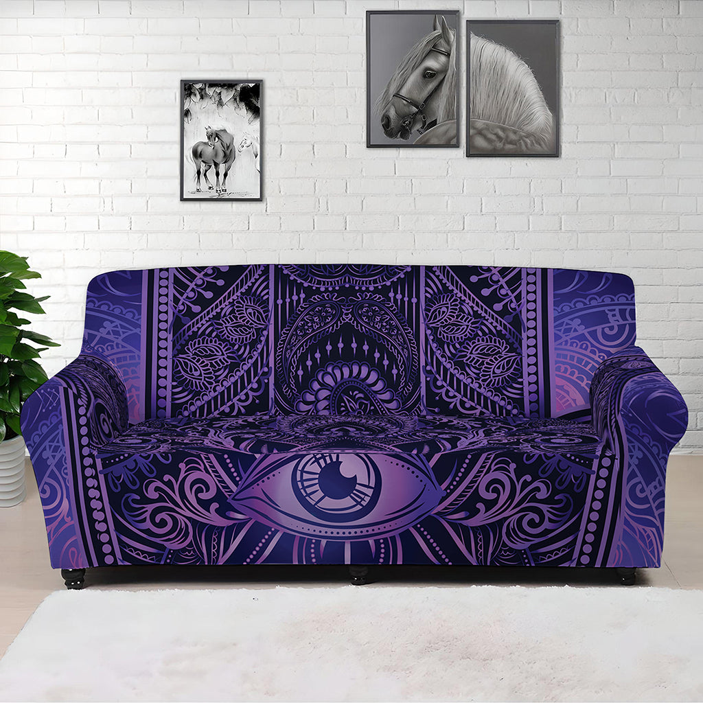 Purple Hamsa Hand Print Sofa Cover