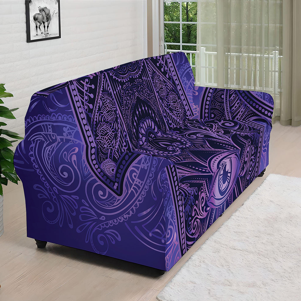 Purple Hamsa Hand Print Sofa Cover