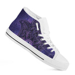 Purple Hamsa Hand Print White High Top Shoes