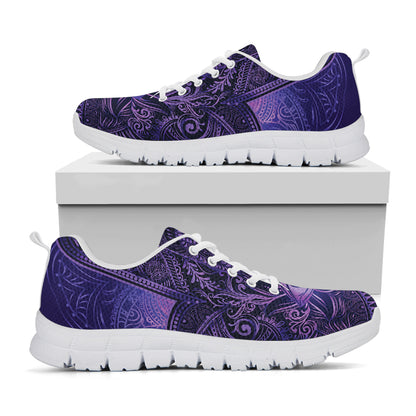 Purple Hamsa Hand Print White Sneakers