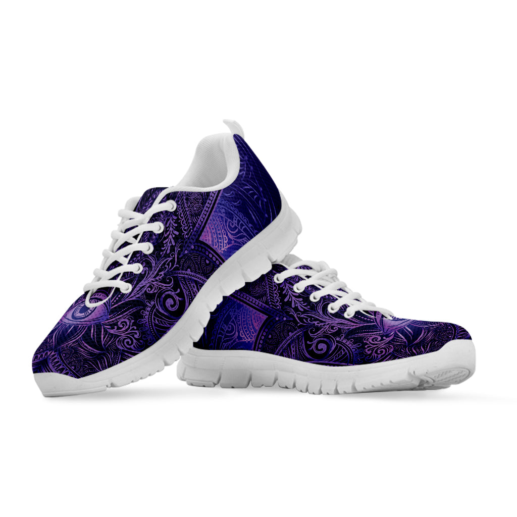 Purple Hamsa Hand Print White Sneakers