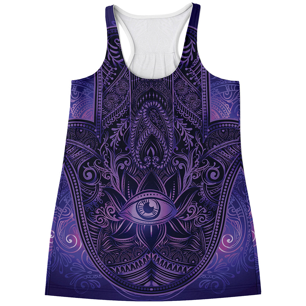 Purple Hamsa Hand Print Women's Racerback Tank Top