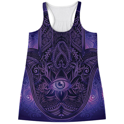 Purple Hamsa Hand Print Women's Racerback Tank Top