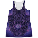 Purple Hamsa Hand Print Women's Racerback Tank Top