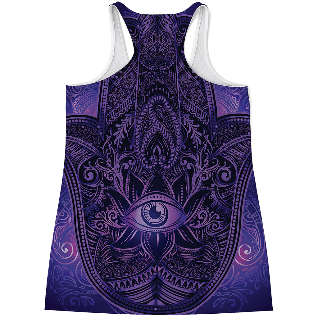 Purple Hamsa Hand Print Women's Racerback Tank Top