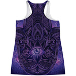 Purple Hamsa Hand Print Women's Racerback Tank Top