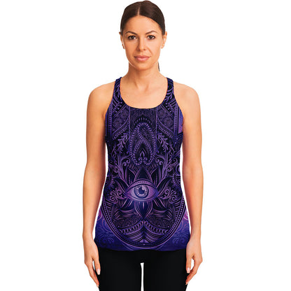 Purple Hamsa Hand Print Women's Racerback Tank Top
