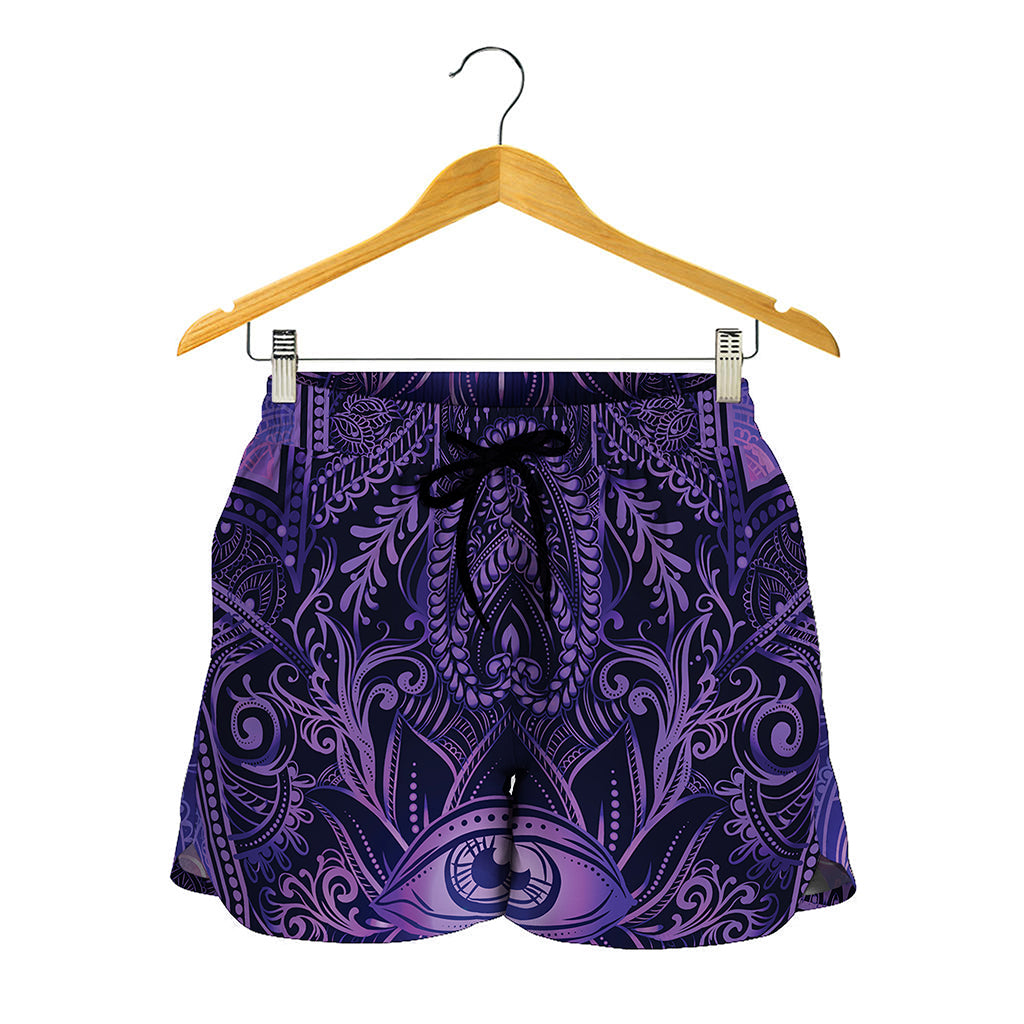 Purple Hamsa Hand Print Women's Shorts