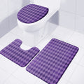 Purple Harlequin Pattern Print 3 Piece Bath Mat Set