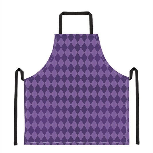 Purple Harlequin Pattern Print Apron