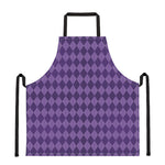 Purple Harlequin Pattern Print Apron