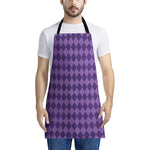 Purple Harlequin Pattern Print Apron