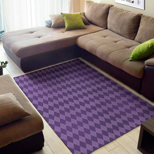 Purple Harlequin Pattern Print Area Rug