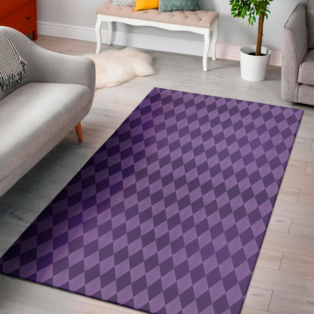 Purple Harlequin Pattern Print Area Rug