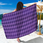 Purple Harlequin Pattern Print Beach Sarong Wrap