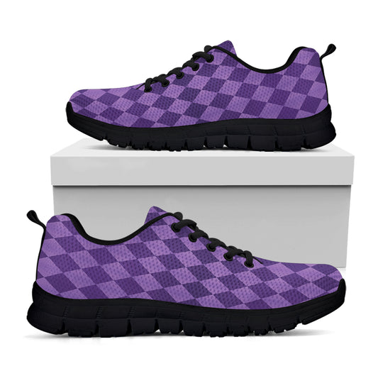 Purple Harlequin Pattern Print Black Sneakers