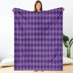 Purple Harlequin Pattern Print Blanket