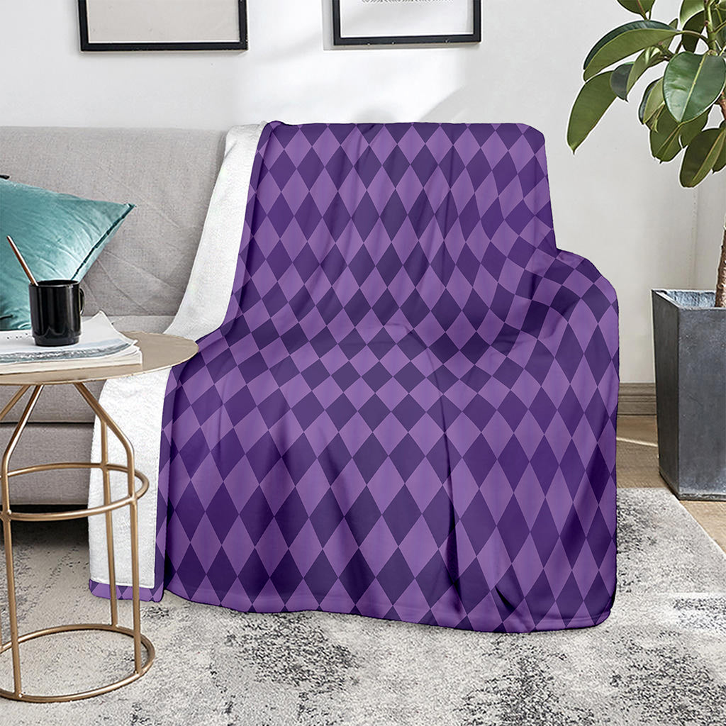 Purple Harlequin Pattern Print Blanket