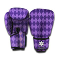 Purple Harlequin Pattern Print Boxing Gloves
